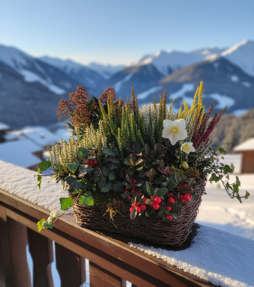 kompozycja zimowa mrozoodporna na taras i balkon
